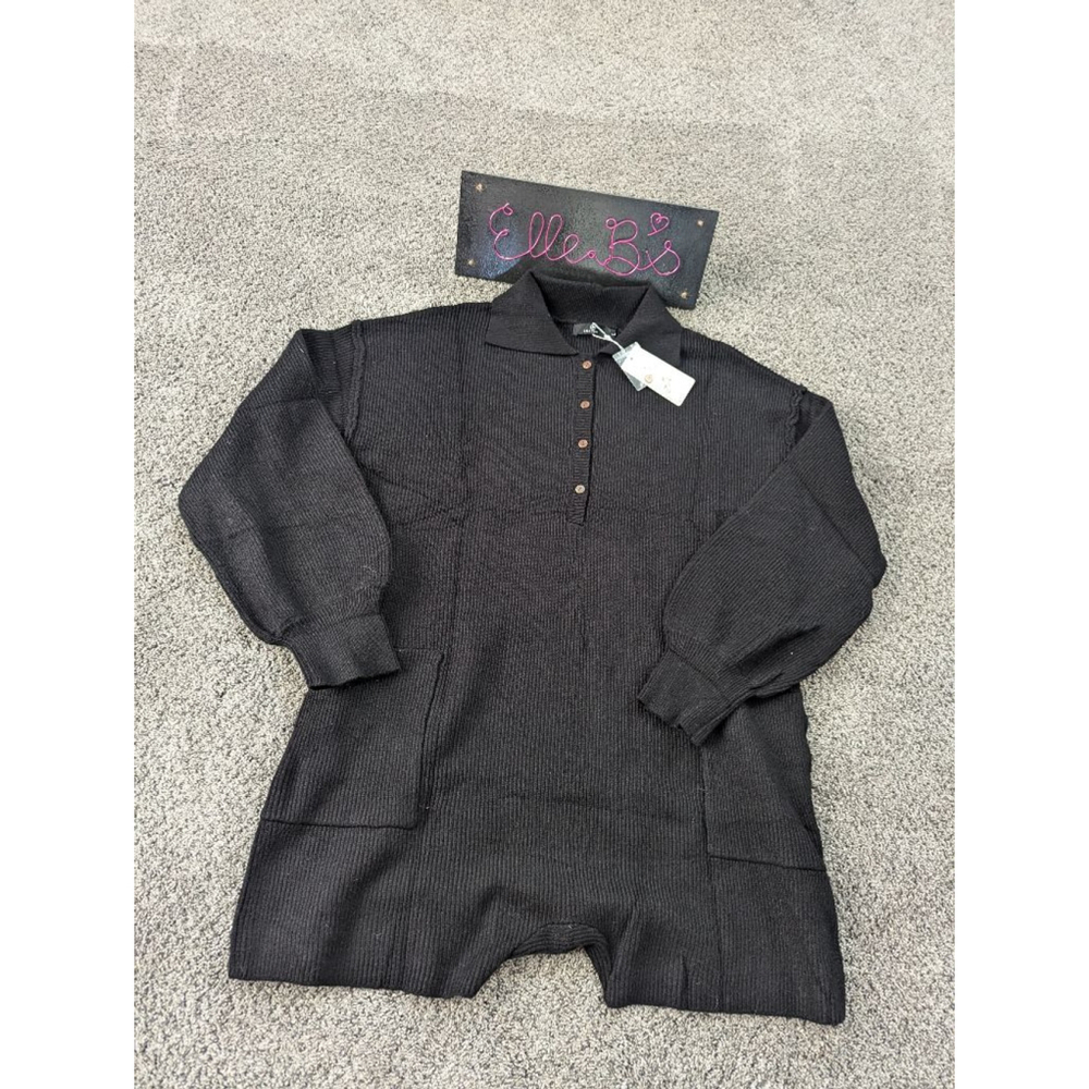 NWT Black Romper Onesie Button Front L
**Some screens may portray a different co